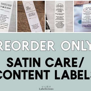 RE-ORDER ONLY Satin Care/Content Labels image 1