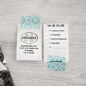 Custom CPSIA Compliant Content Label - Washing Care Instructions - Bilingual Clothing Labels image 2