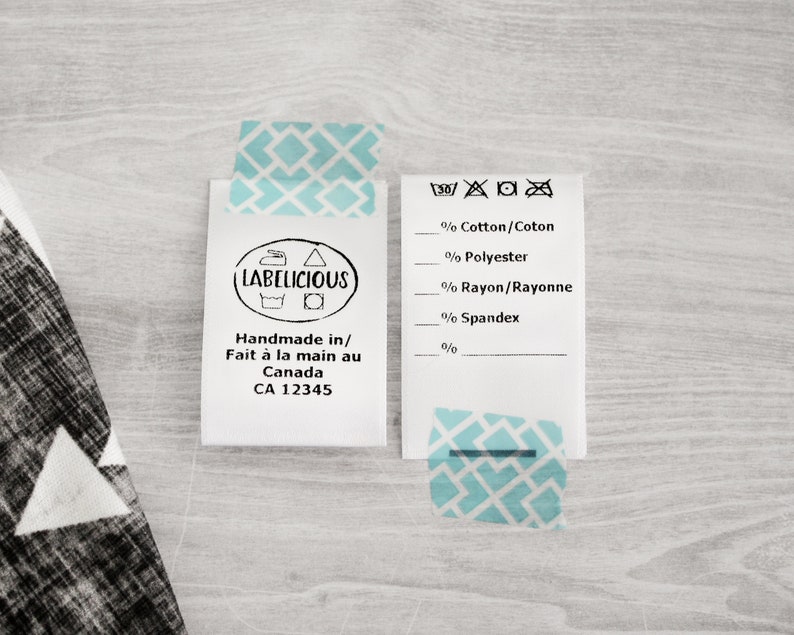 Custom CPSIA Compliant Content Label - Washing Care Instructions - Bilingual Clothing Labels image 2