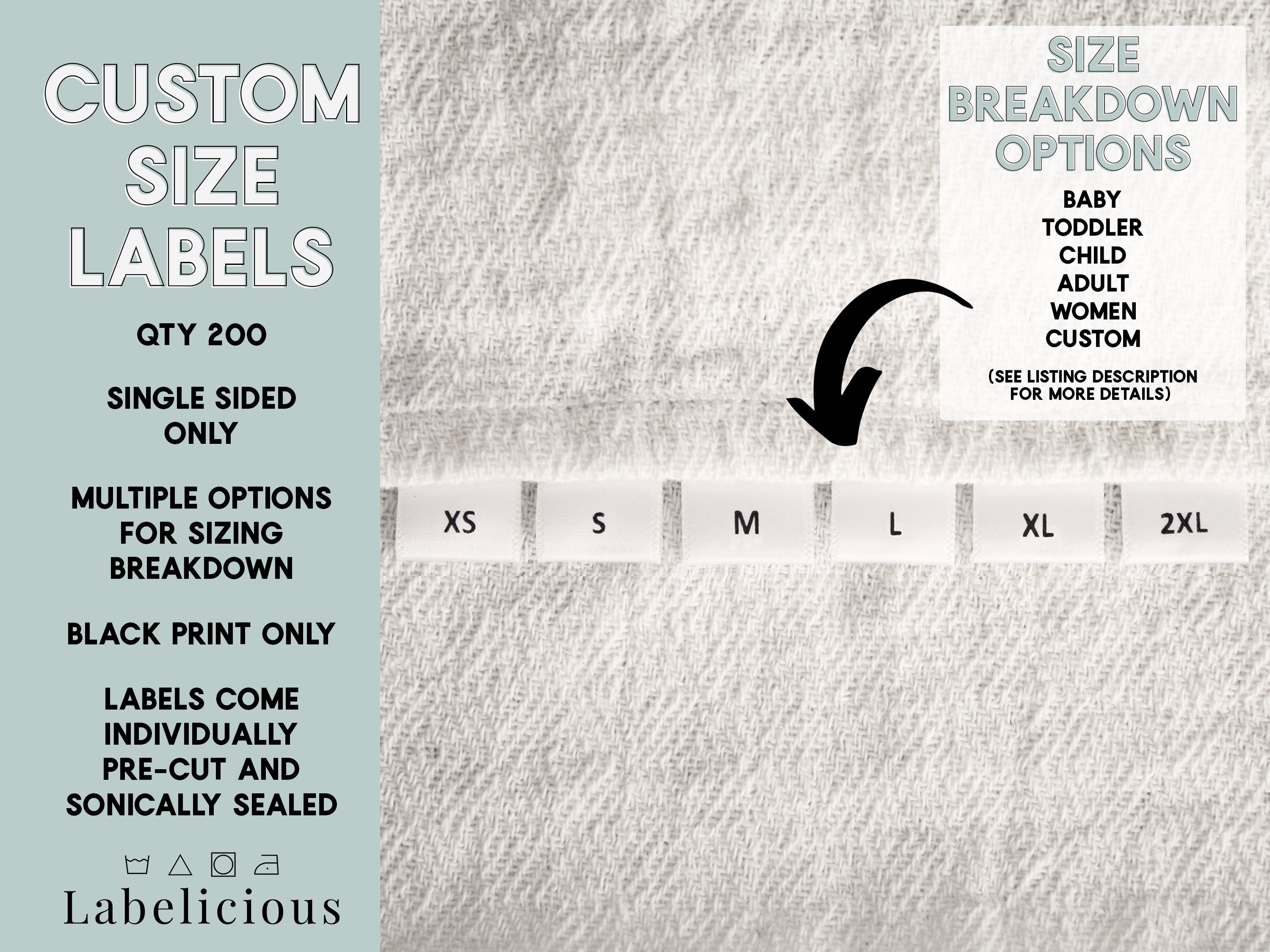 Fabric Labels 200 Custom Color Satin Clothing Labels CUT 