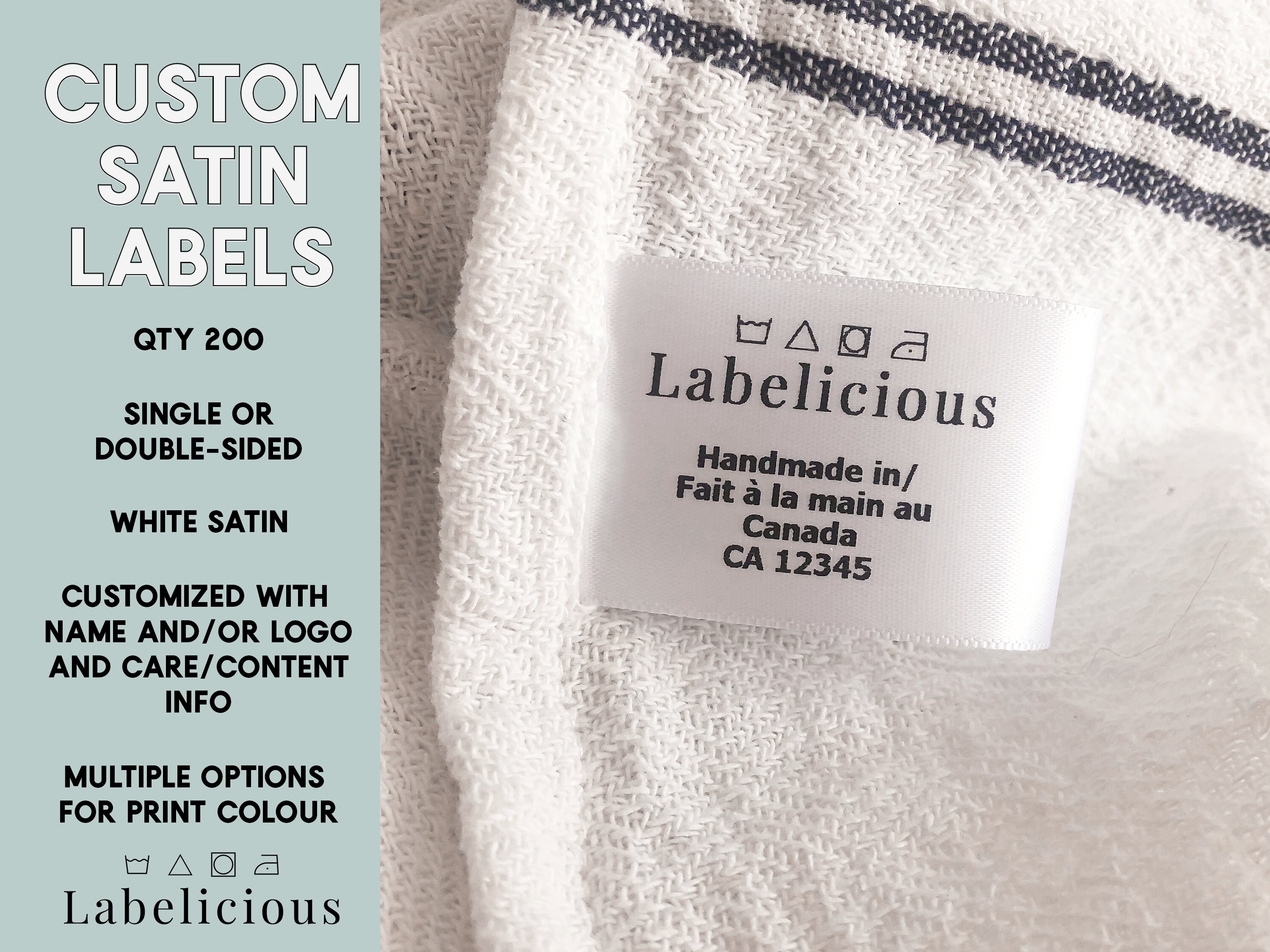 Satin Printed Labels - Iron On – Custom Couture Label Company