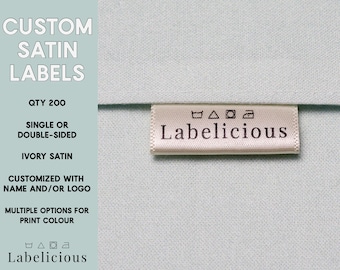 Custom Ivory Brand Label - Custom fold over satin label - satin tag - sewn into seam - Clothing labels - Fabric label - Personalized labels