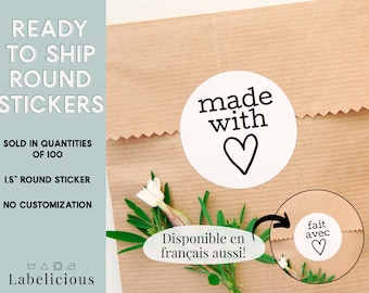 READY TO SHIP - Made with Love Sticker -  Product Packaging Labels - Packaging Supplies - Shop Stickers - Package Stickers - Happy Mail