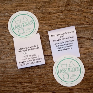 Custom Content Label - CPSIA compliant label - washing instructions - care instructions - bilingual content label - Clothing labels image 5