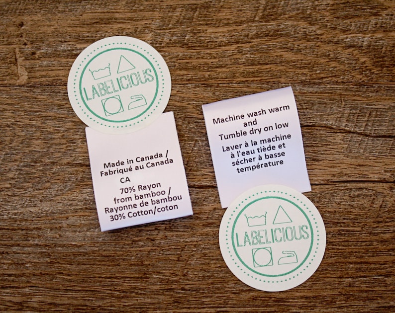 Custom Content Label - CPSIA compliant label - washing instructions - care instructions - bilingual content label - Clothing labels image 5