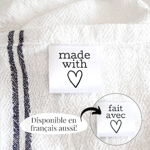 Made with Love - Fold over clothing label - Sewing label - Clothing tag - Fabric label - gifts for sewist - sewing gift - gift for her