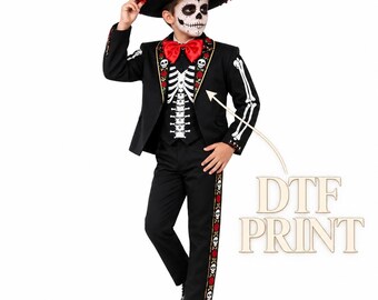 Kids Day of the Dead Suit | Skull Rose Tuxedo | Boys Halloween Costume 3-Piece