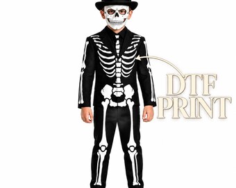 Kids Skeleton Suit | Black Tuxedo Style | Boys Halloween Costume Coat Pants 2-Piece