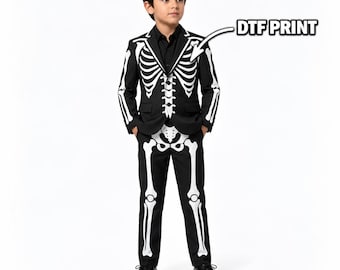 Kids Skeleton Suit | Black 2 Piece Costume | Boys Halloween Coat