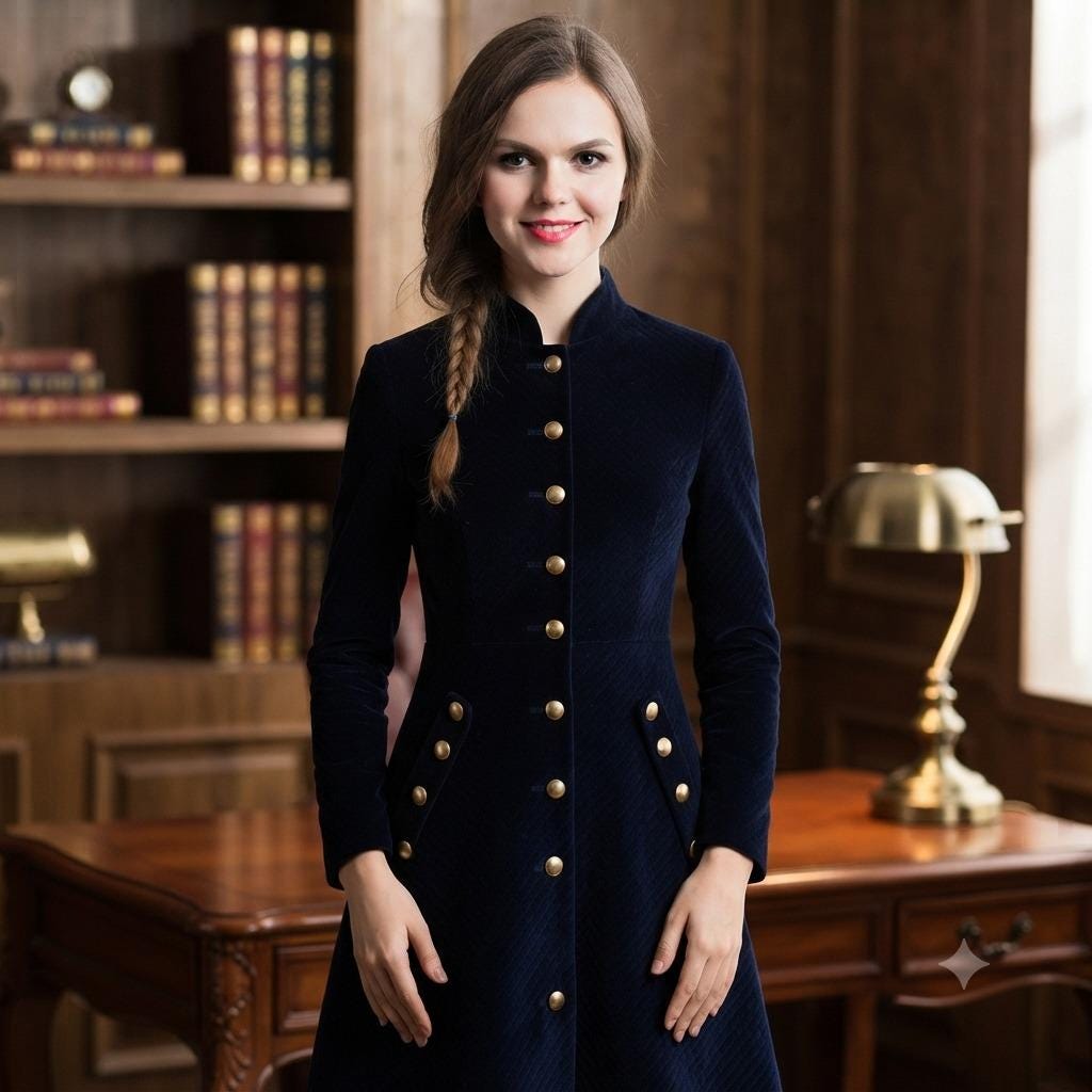 navy blue dress with gold buttons Button Color:Dark Mauve