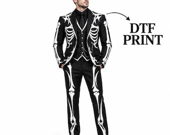 Men's Skeleton Halloween Suit | Black Gothic 3 Piece Costume