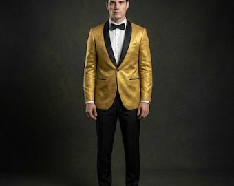 Herren Gold Tuxedo Jacket, 007 Revers Dinner Blazer, Hochzeitsanzug