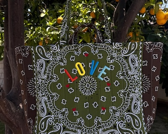 Personalized Bandana Quilted Tote Bag