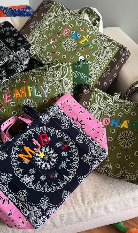 Personalized Bandana Quilted Tote Bag