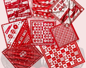 BTS Arirang World Tour Silk Bandana Scarf, ARMY Concert Accessory, Kpop Fan Gift BTS Kpop Concert Bandana, Silk-Style Polyester Scarf
