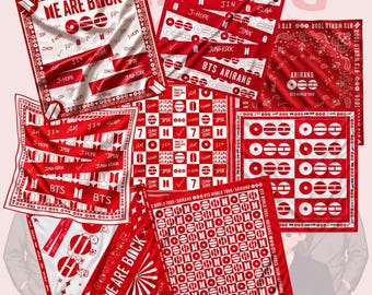 BTS Arirang Heart Dark Bandana, ARMY Concert Accessory, Kpop Fan GiftBTS Kpop Concert Bandana, Silk-Style Polyester Scarf