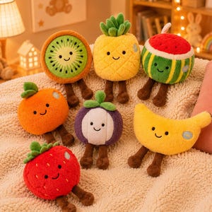 Söt fruktplyschset kawaii gosedjur mjuka mysiga sovrumsdekorationer present till barn