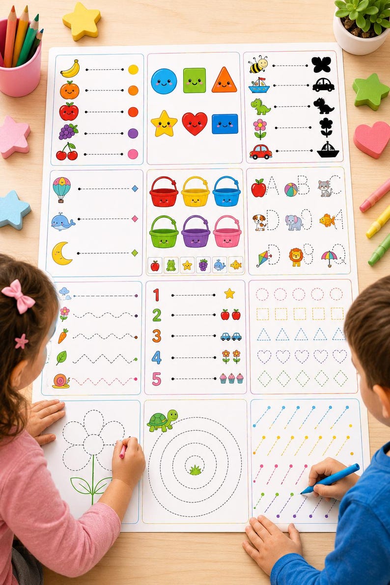 Preschool Learning Worksheets Bundle, Toddler Educational Activities ...