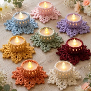 Crochet Snowflake Tealight Holder Pattern | Lacy LED Candle Cozy (PDF Digital Download)