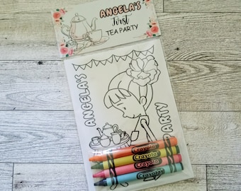 Tea Party Coloring Pages-Personalized Birthday Party Mini Coloring Set-Tea Party Favors