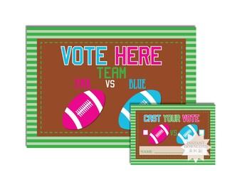 Football Gender Reveal Voting Cards-Pink vs Blue Voting Ticket-Football Voting Tickets-Baby Shower Games-INSTANT DOWNLOAD