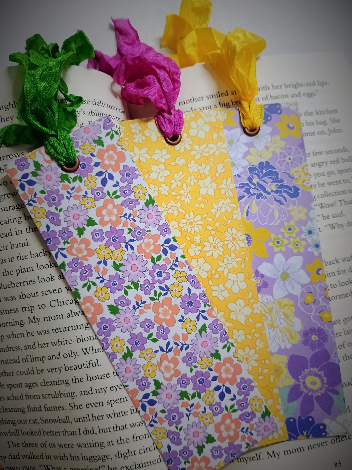 Floral Paper Bookmarks Set of 3 – Handmade Vintage Style Bookmarks With ...