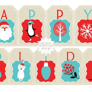 Frohe Feiertage Banner-Weihnachtsparty Dekoration-Urlaub Banner-INSTANT DOWNLOAD