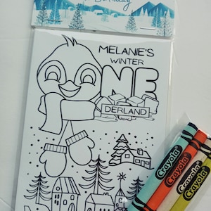 Winter Wonderland Coloring Pages-Winter Onederland Personalized Birthday Party Mini Coloring Set-Party Favors