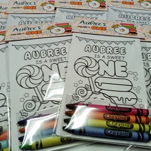 Sweet One Coloring Pages-Personalized Birthday Party Mini Coloring Set-Party Favors
