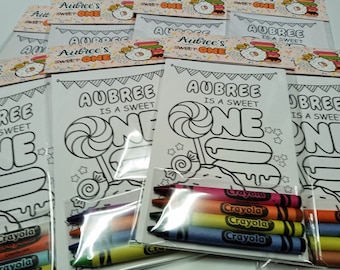 Sweet One Coloring Pages-Personalized Birthday Party Mini Coloring Set-Party Favors