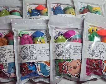 Wedding Activity Gift Bag for Kids | Personalized Kids Wedding Favor | Coloring Kit Bag | Kids Table Wedding Activity Set (1 Bag)