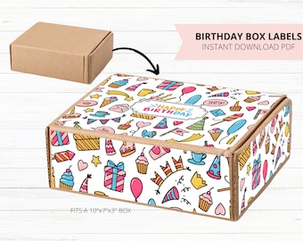 Happy Birthday Box Label-Gift Box Label-Instant Download