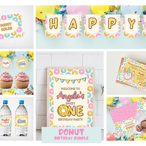 Donut Birthday Party Package-Sweet One Bundle-Digital DOWNLOAD