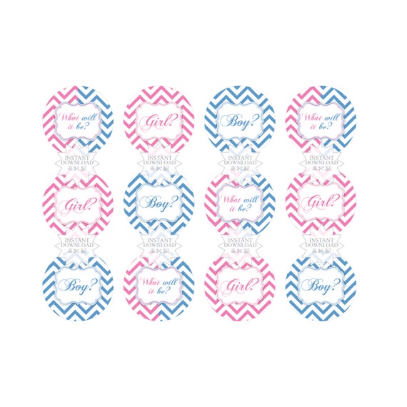 Gender Reveal Cupcake Toppers-Gender Reveal Theme Party Tags- Boy or ...