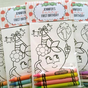 Strawberry Coloring Pages-Personalized Berry First Birthday Party Mini Coloring Set-Party Favors