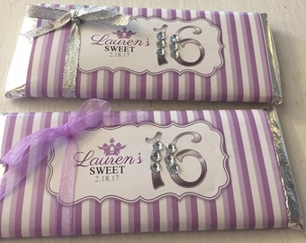 Sweet 15/16 Chocolate Bar Wrapper-Party Favors-Birthday Candy Wrapper-DIGITAL DOWNLOAD