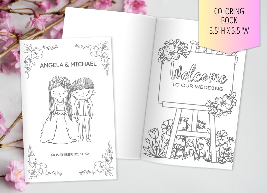Personalized Wedding Coloring Book-kids Wedding Activity Book - Etsy