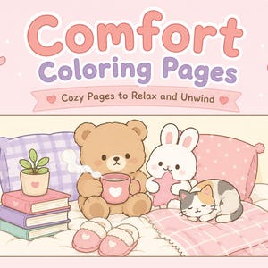 Dibujos para colorear relajantes y cómodos para adultos, ideales para aliviar el estrés (descarga digital).