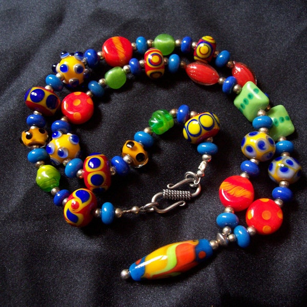 Bold, Bright, Wild Lampwork Bead Necklace