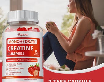 Creatine Monohydrate Gummies - Enhances Energy and Recovery, Improves Muscle Strength - 100 Gummies