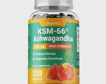 KSM-66 Ashwagandha 1200mg - Anxiety and Stress Relief, Mood and Sleep Support - 60 capsules