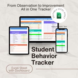 Student Behavior Tracker Excel Spreadsheet | Classroom Management Template | Behavior Monitoring Log | Teacher Data Tracker | Editable XLSX