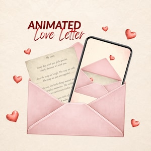 Animated Love Letter Template, Long Distance Gift, Thinking of You, Romantic Video Card