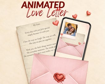 Animated Love Letter Photo Template, Long Distance Gift, Thinking of You, Romantic Video Card