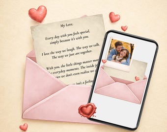 Animierte Liebesbrief Fotovorlage, Ferngeschenk, denke an Sie, romantische Video Karte