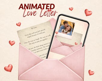 Animated Love Letter Photo Template, Long Distance Gift, Thinking of You, Romantic Video Card