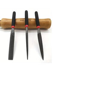 Mini set of 3 precision files – flat, round, triangular – for jewelry, resin, model making, DIY