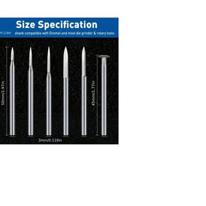 6-piece micro-sculpting tip set – for wood, resin, and metal engraving, DIY projects – 3 mm shank