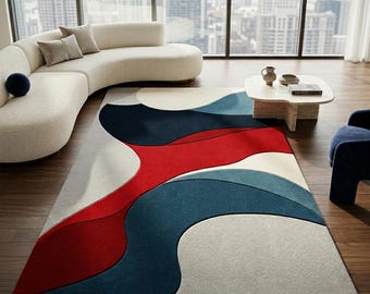 3D geometrisch handgetuft tapijt, modern gebeeldhouwd tapijt met onregelmatige delen, aangepast hoog-laag slaapkamertapijt, luxe huisdecor van GulshanHandRugs.