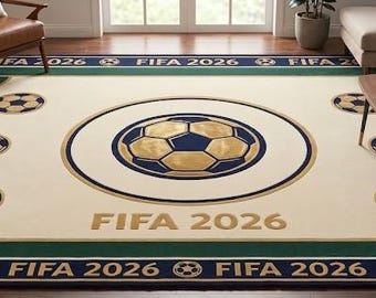 FIFA 2026 Soccer Rug, Custom Football Field Area Carpet, Hand Tufted Sports Decor, World Cup Fan Gift, Man Cave Rug, Modern Kids Room Decor.